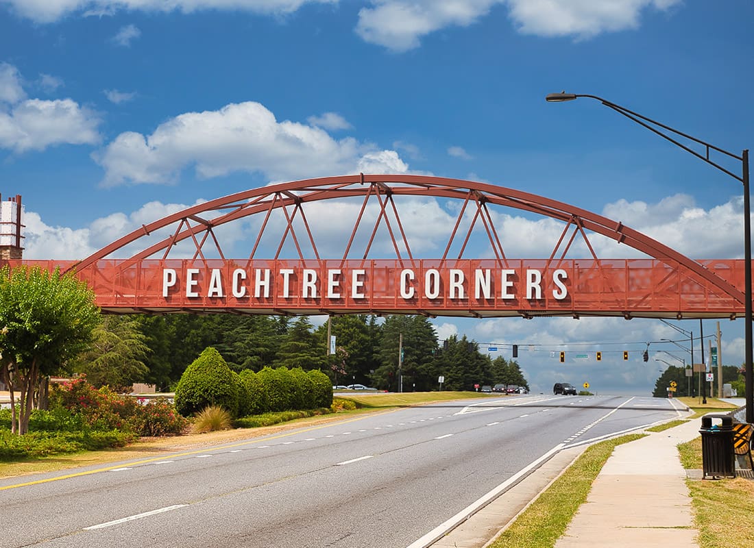Norcross, GA - Aerial View of the Peachtree Corners Bridge in Norcross, GA